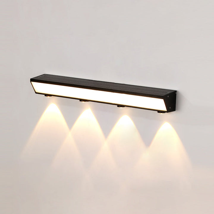 Modern Minimalist Solar Waterproof Motion Sensor Acrylic Aluminum & Stainless Steel Rectangular LED Wall Sconce Lamp For Outdoor Patio | Kalsten
