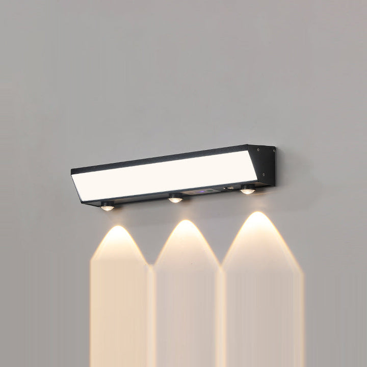Modern Minimalist Solar Waterproof Motion Sensor Acrylic Aluminum & Stainless Steel Rectangular LED Wall Sconce Lamp For Outdoor Patio | Kalsten