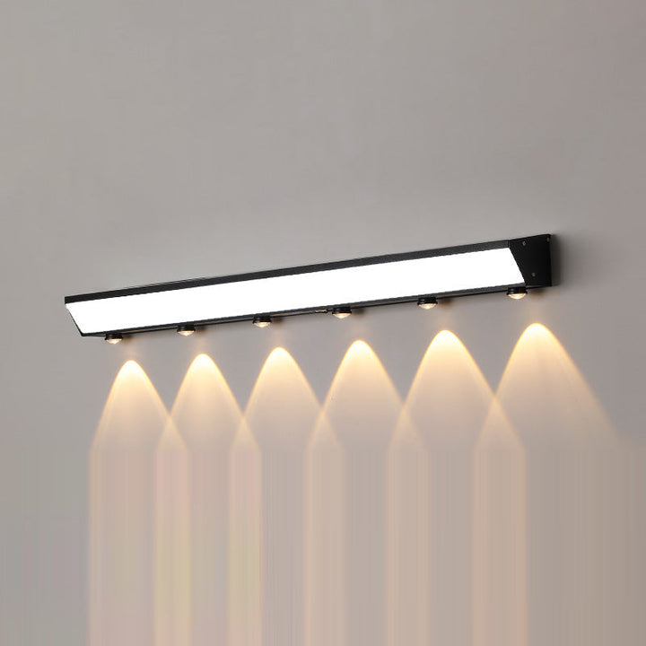 Modern Minimalist Solar Waterproof Motion Sensor Acrylic Aluminum & Stainless Steel Rectangular LED Wall Sconce Lamp For Outdoor Patio | Kalsten