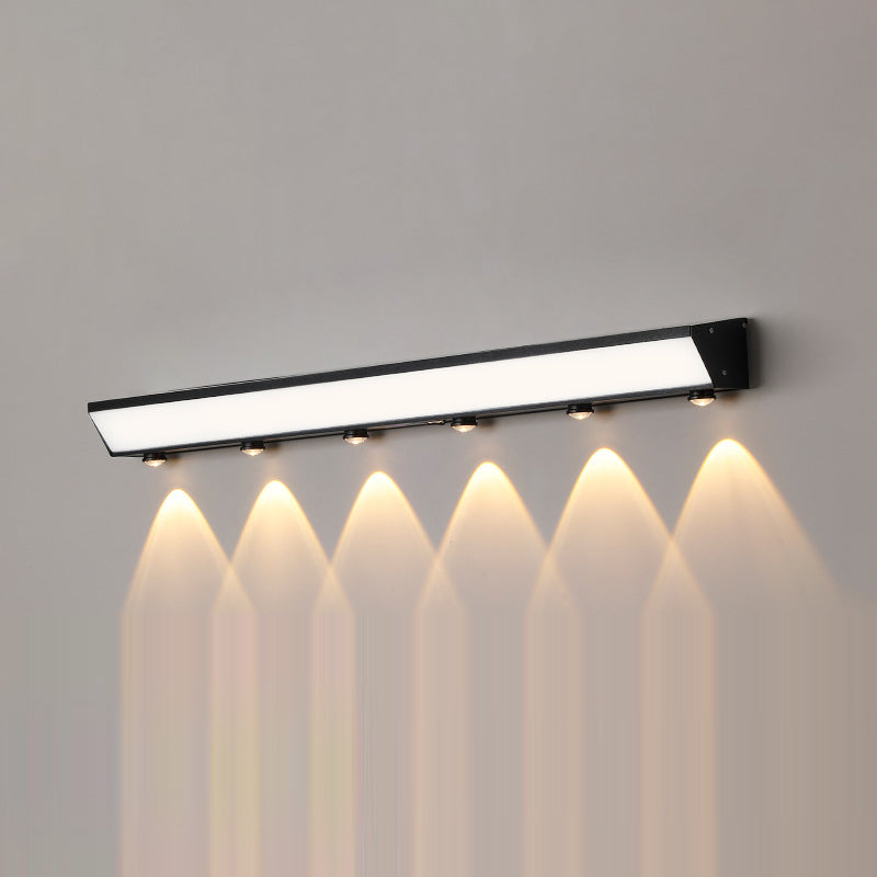 Modern Minimalist Solar Waterproof Motion Sensor Acrylic Aluminum & Stainless Steel Rectangular LED Wall Sconce Lamp For Outdoor Patio | Kalsten