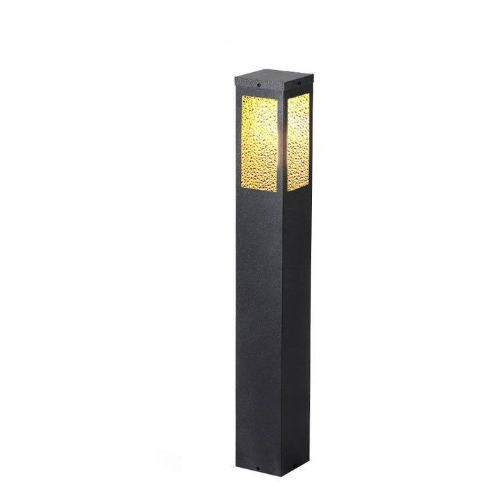 Modern Minimalist Waterproof Metal & Glass Diamond-Textured Pillar 1-Light Outdoor Light For Garden & Outdoor Patio | Kalsten