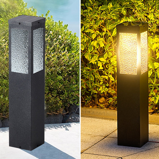 Modern Minimalist Waterproof Metal & Glass Diamond-Textured Pillar 1-Light Outdoor Light For Garden & Outdoor Patio | Kalsten