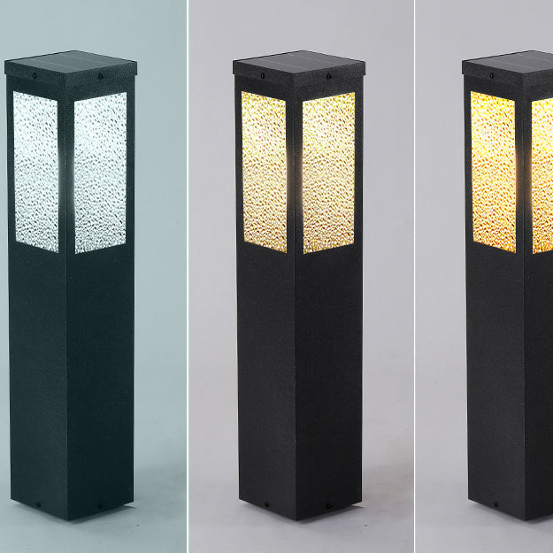 Modern Minimalist Waterproof Metal & Glass Diamond-Textured Pillar 1-Light Outdoor Light For Garden & Outdoor Patio | Kalsten