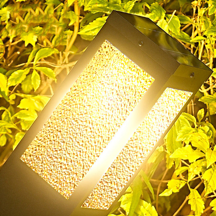 Modern Minimalist Waterproof Metal & Glass Diamond-Textured Pillar 1-Light Outdoor Light For Garden & Outdoor Patio | Kalsten