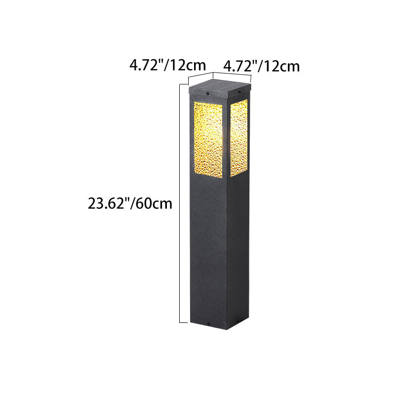 Modern Minimalist Waterproof Metal & Glass Diamond-Textured Pillar 1-Light Outdoor Light For Garden & Outdoor Patio | Kalsten