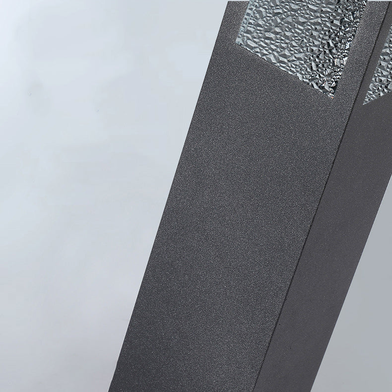 Modern Minimalist Waterproof Metal & Glass Diamond-Textured Pillar 1-Light Outdoor Light For Garden & Outdoor Patio | Kalsten