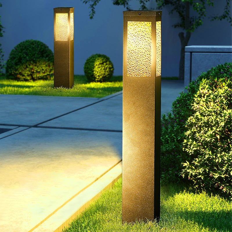 Modern Minimalist Waterproof Metal & Glass Diamond-Textured Pillar 1-Light Outdoor Light For Garden & Outdoor Patio | Kalsten