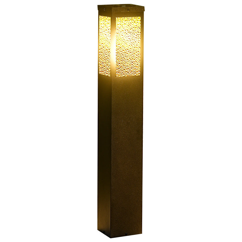 Modern Minimalist Waterproof Metal & Glass Diamond-Textured Pillar 1-Light Outdoor Light For Garden & Outdoor Patio | Kalsten