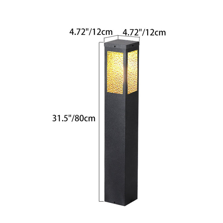 Modern Minimalist Waterproof Metal & Glass Diamond-Textured Pillar 1-Light Outdoor Light For Garden & Outdoor Patio | Kalsten