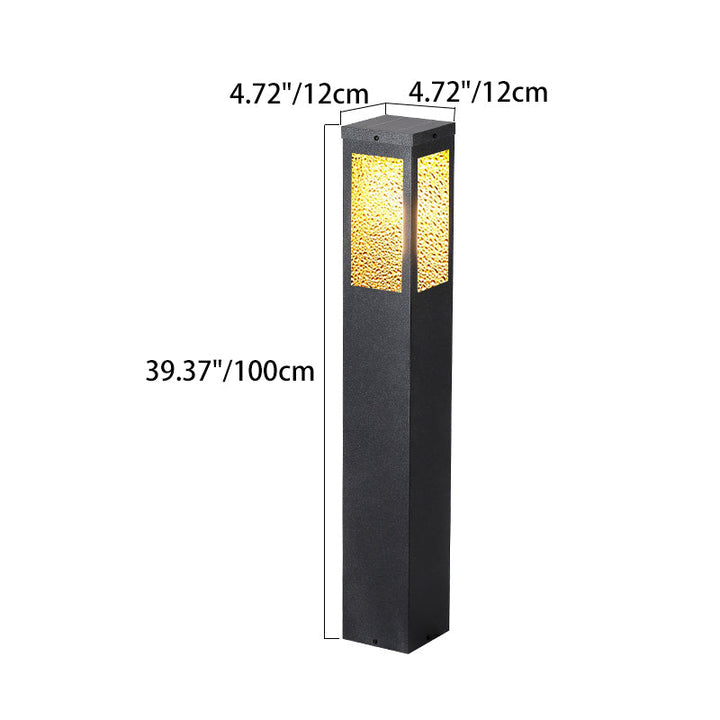 Modern Minimalist Waterproof Metal & Glass Diamond-Textured Pillar 1-Light Outdoor Light For Garden & Outdoor Patio | Kalsten