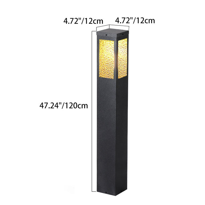 Modern Minimalist Waterproof Metal & Glass Diamond-Textured Pillar 1-Light Outdoor Light For Garden & Outdoor Patio | Kalsten