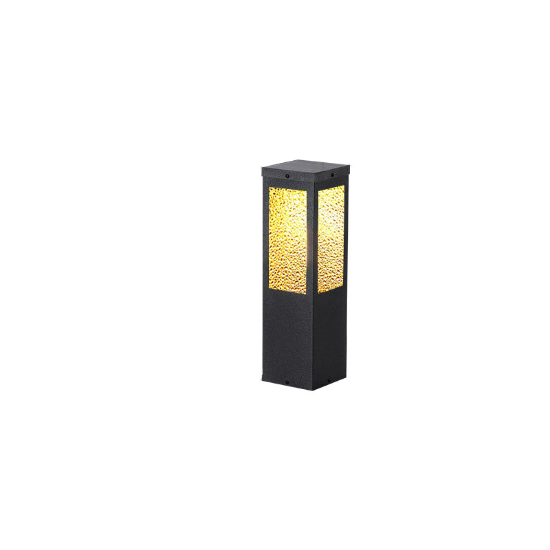 Modern Minimalist Waterproof Metal & Glass Diamond-Textured Pillar 1-Light Outdoor Light For Garden & Outdoor Patio | Kalsten