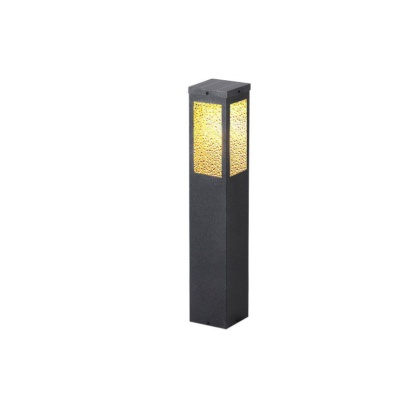 Modern Minimalist Waterproof Metal & Glass Diamond-Textured Pillar 1-Light Outdoor Light For Garden & Outdoor Patio | Kalsten