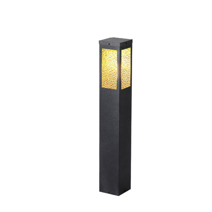 Modern Minimalist Waterproof Metal & Glass Diamond-Textured Pillar 1-Light Outdoor Light For Garden & Outdoor Patio | Kalsten