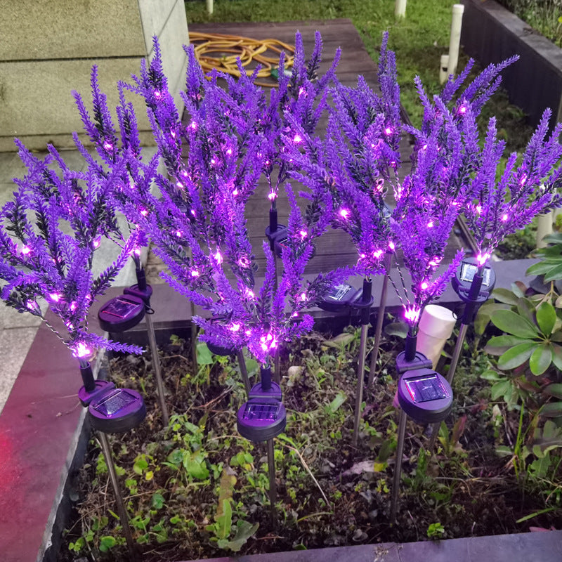 Modern Art Deco Solar Waterproof Stainless Steel PC & ABS Faux Lavender LED Outdoor Light Landscape Lighting For Garden & Outdoor Patio | Kalsten
