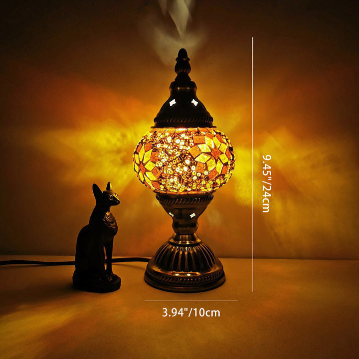 Traditional Tiffany Oval Glass Iron 1-Light Table Lamp for the Living Room | Kalsten