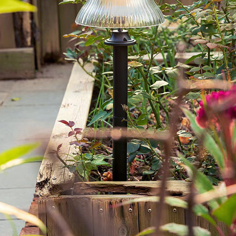 Modern Minimalist Round Half Ball Long Pole Iron ABS LED Ground Plug Outdoor Light For Garden | Kalsten