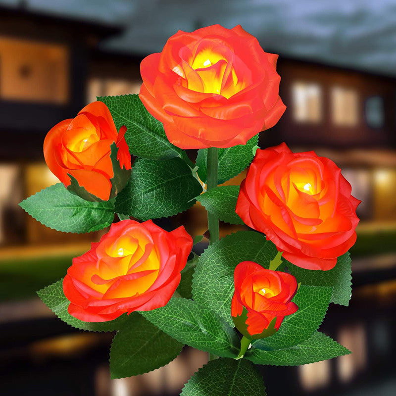 Modern Art Deco Solar Waterproof Rose Plastic Stainless Steel LED Ground Plug Outdoor Light For Garden | Kalsten