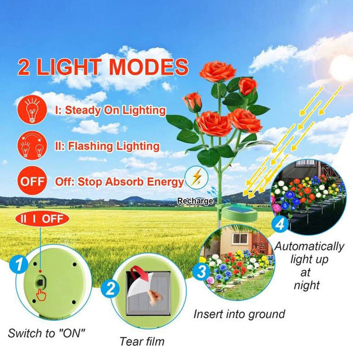 Modern Art Deco Solar Waterproof Rose Plastic Stainless Steel LED Ground Plug Outdoor Light For Garden | Kalsten