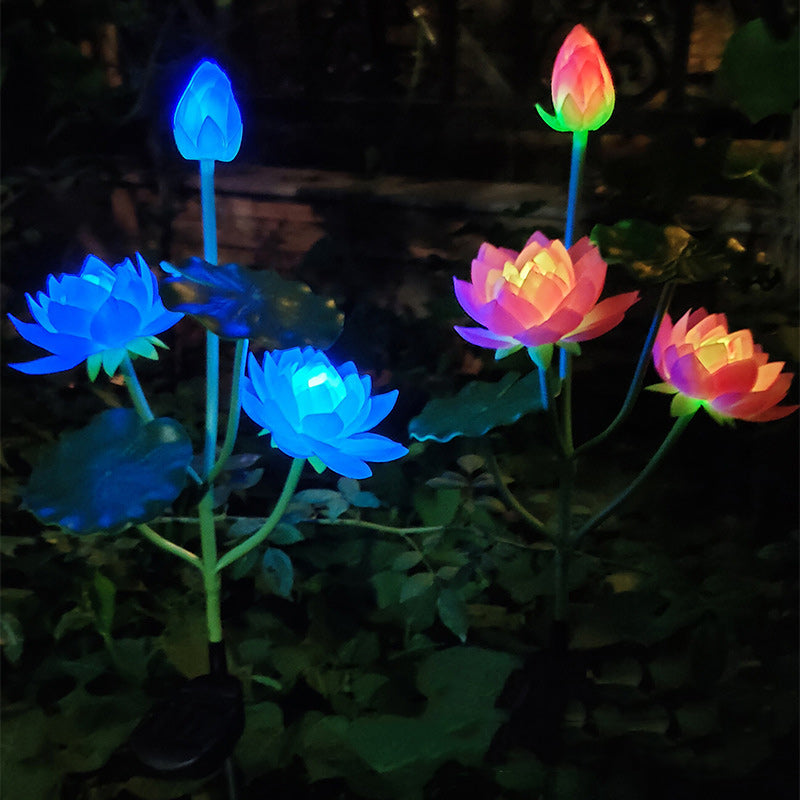 Contemporary Creative Lotus Flower Lotus Leaf Silk Cloth Stainless Steel LED Landscape Light Outdoor Light For Garden | Kalsten