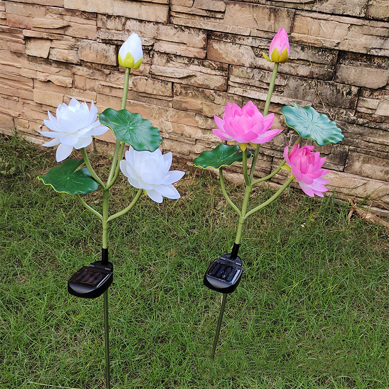 Contemporary Creative Lotus Flower Lotus Leaf Silk Cloth Stainless Steel LED Landscape Light Outdoor Light For Garden | Kalsten