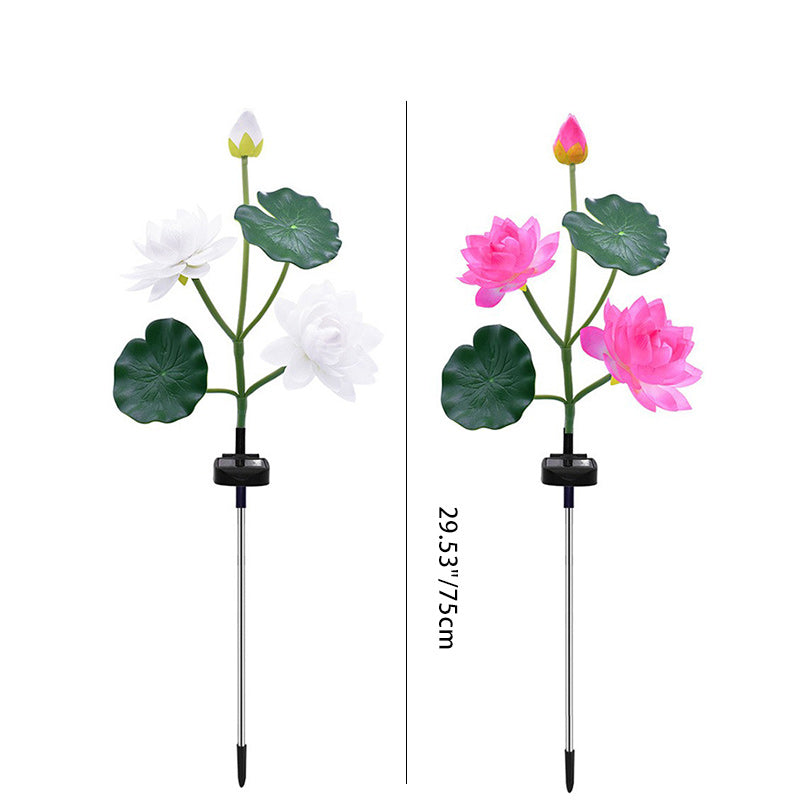 Contemporary Creative Lotus Flower Lotus Leaf Silk Cloth Stainless Steel LED Landscape Light Outdoor Light For Garden | Kalsten