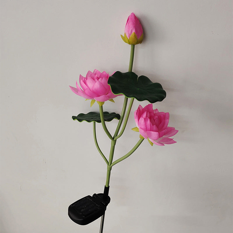 Contemporary Creative Lotus Flower Lotus Leaf Silk Cloth Stainless Steel LED Landscape Light Outdoor Light For Garden | Kalsten