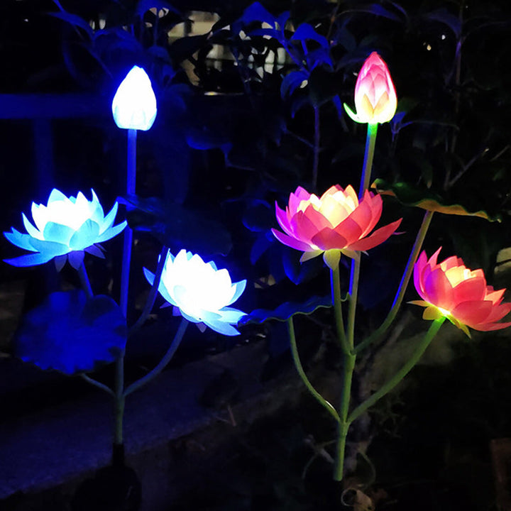 Contemporary Creative Lotus Flower Lotus Leaf Silk Cloth Stainless Steel LED Landscape Light Outdoor Light For Garden | Kalsten