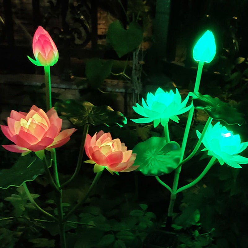 Contemporary Creative Lotus Flower Lotus Leaf Silk Cloth Stainless Steel LED Landscape Light Outdoor Light For Garden | Kalsten