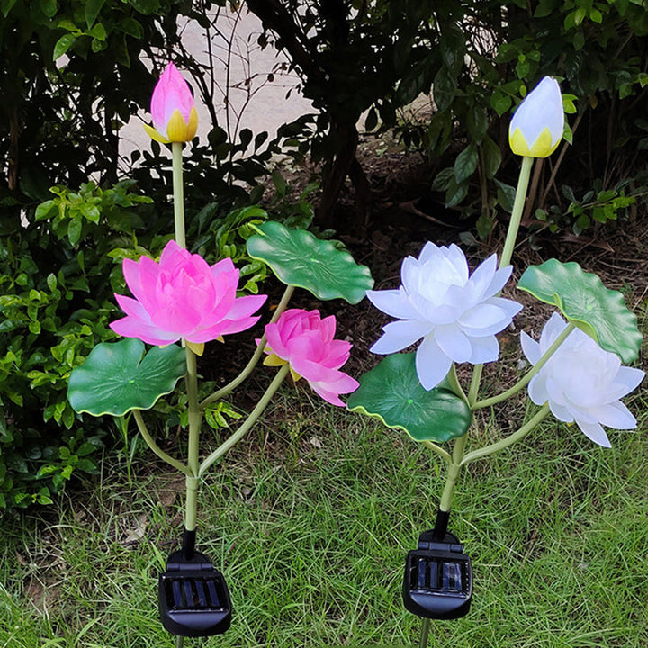 Contemporary Creative Lotus Flower Lotus Leaf Silk Cloth Stainless Steel LED Landscape Light Outdoor Light For Garden | Kalsten