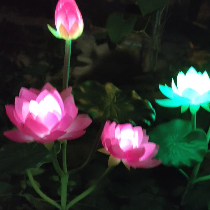 Contemporary Creative Lotus Flower Lotus Leaf Silk Cloth Stainless Steel LED Landscape Light Outdoor Light For Garden | Kalsten