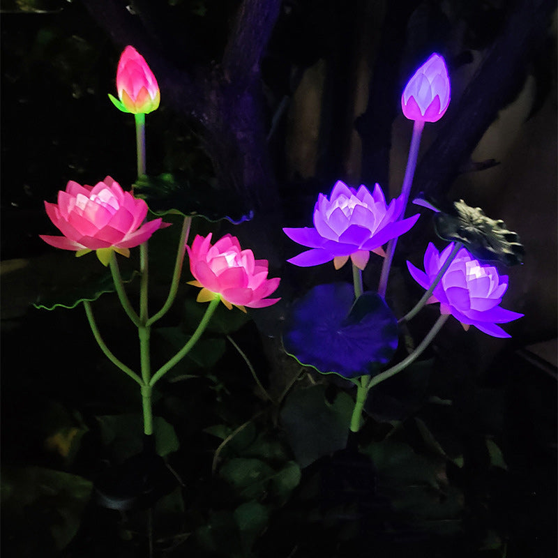 Contemporary Creative Lotus Flower Lotus Leaf Silk Cloth Stainless Steel LED Landscape Light Outdoor Light For Garden | Kalsten