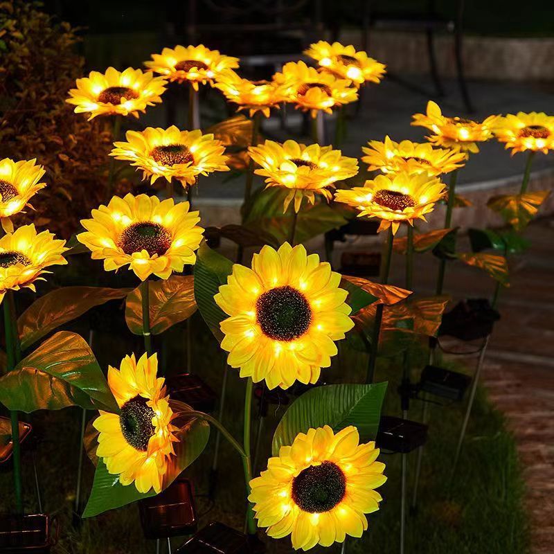 Contemporary Creative Solar Waterproof Sunflower Silk Stainless Steel LED Landscape Light Outdoor Light For Garden | Kalsten