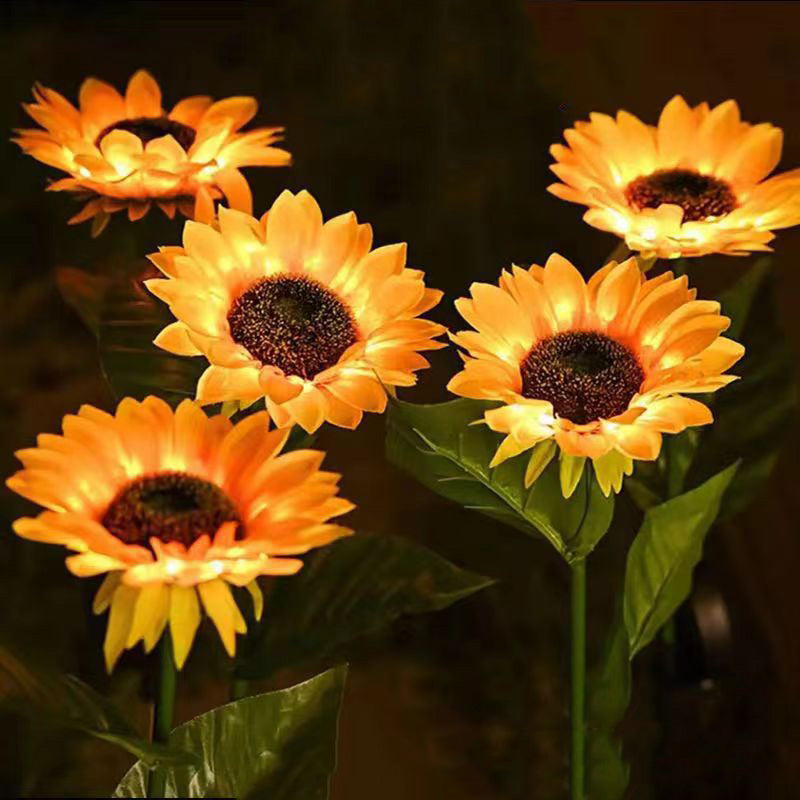 Contemporary Creative Solar Waterproof Sunflower Silk Stainless Steel LED Landscape Light Outdoor Light For Garden | Kalsten