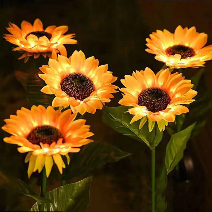 Contemporary Creative Solar Waterproof Sunflower Silk Stainless Steel LED Landscape Light Outdoor Light For Garden | Kalsten