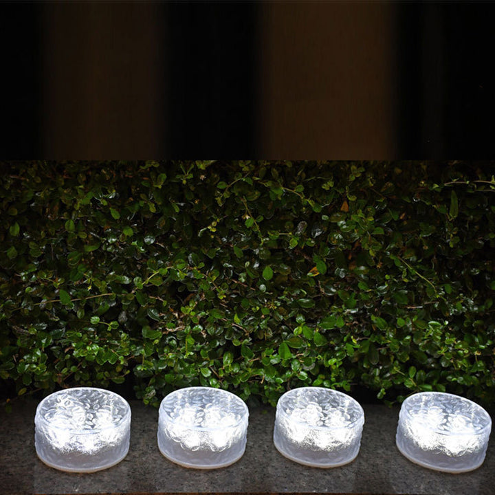 Modern Minimalist Solar Round Ice Brick Shape Acrylic LED Outdoor Light For Garden | Kalsten