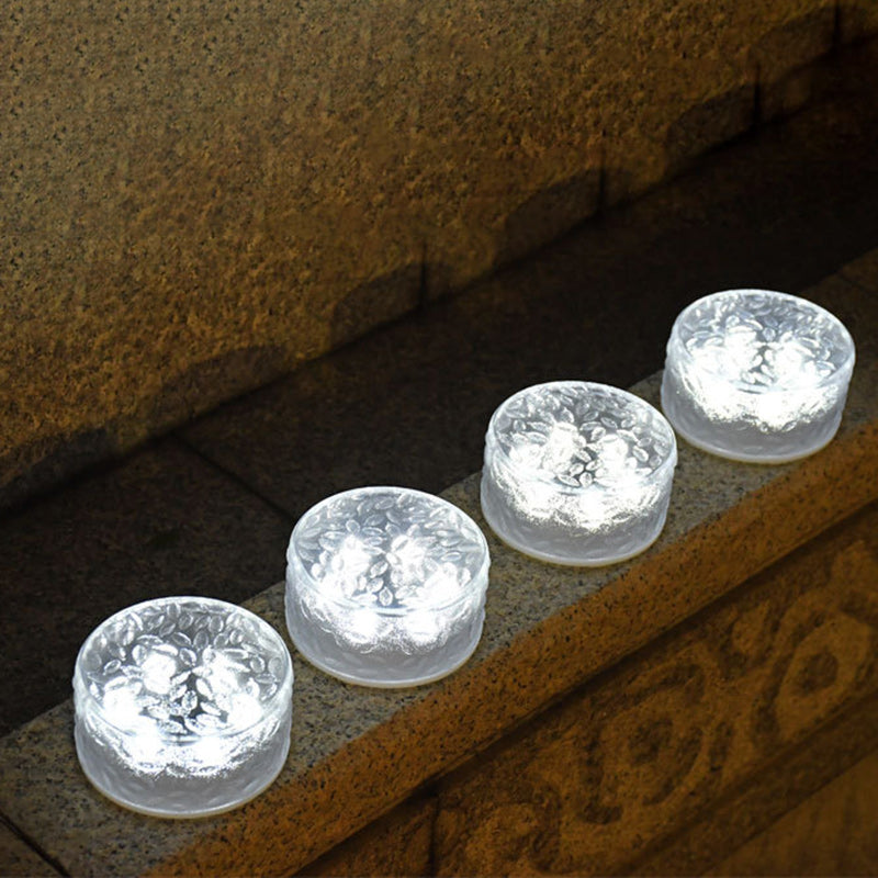 Modern Minimalist Solar Round Ice Brick Shape Acrylic LED Outdoor Light For Garden | Kalsten