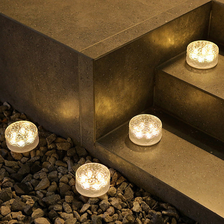Modern Minimalist Solar Round Ice Brick Shape Acrylic LED Outdoor Light For Garden | Kalsten