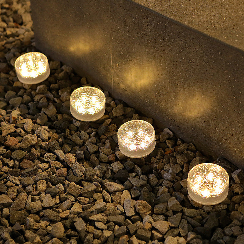 Modern Minimalist Solar Round Ice Brick Shape Acrylic LED Outdoor Light For Garden | Kalsten