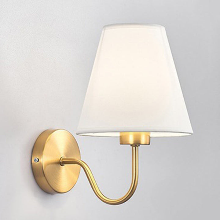 Contemporary Nordic Round Curved Rod Iron Fabric Shade 1-Light Wall Light Lamp for Living Room | Kalsten
