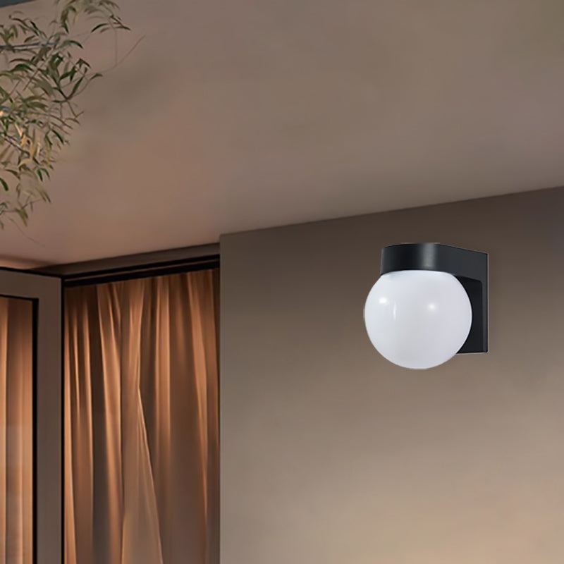 Modern Simplicity Waterproof Orb Polycarbonate Acrylic 1-Light Wall Sconce Lamp For Outdoor Patio | Kalsten
