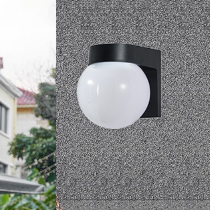 Modern Simplicity Waterproof Orb Polycarbonate Acrylic 1-Light Wall Sconce Lamp For Outdoor Patio | Kalsten