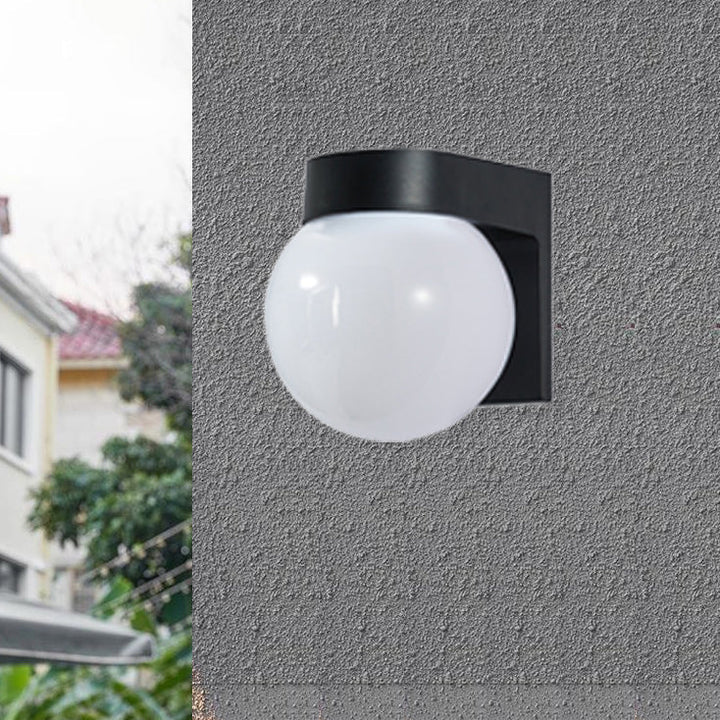 Modern Simplicity Waterproof Orb Polycarbonate Acrylic 1-Light Wall Sconce Lamp For Outdoor Patio | Kalsten
