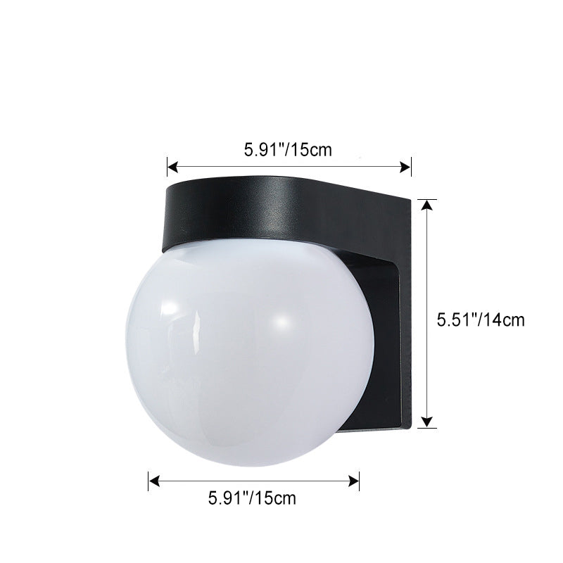 Modern Simplicity Waterproof Orb Polycarbonate Acrylic 1-Light Wall Sconce Lamp For Outdoor Patio | Kalsten