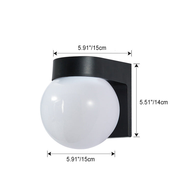 Modern Simplicity Waterproof Orb Polycarbonate Acrylic 1-Light Wall Sconce Lamp For Outdoor Patio | Kalsten