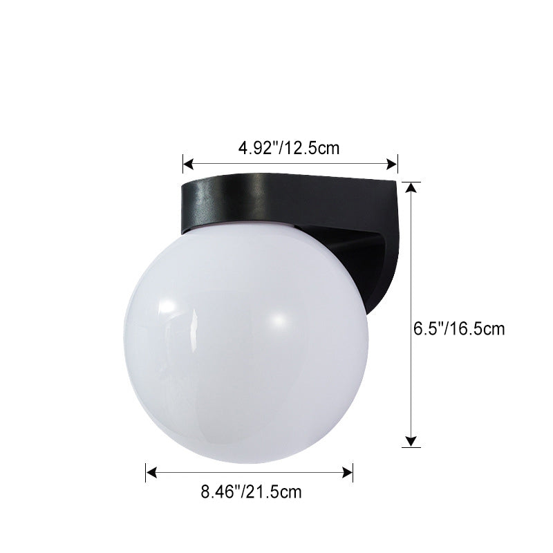 Modern Simplicity Waterproof Orb Polycarbonate Acrylic 1-Light Wall Sconce Lamp For Outdoor Patio | Kalsten