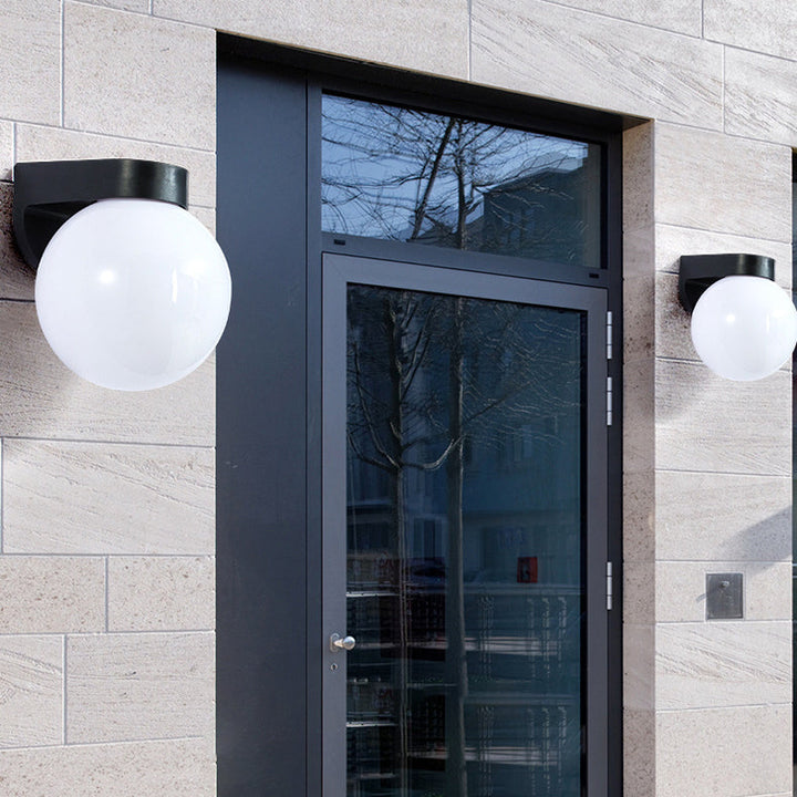 Modern Simplicity Waterproof Orb Polycarbonate Acrylic 1-Light Wall Sconce Lamp For Outdoor Patio | Kalsten