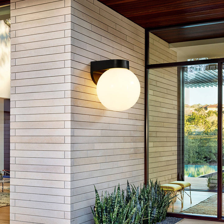 Modern Simplicity Waterproof Orb Polycarbonate Acrylic 1-Light Wall Sconce Lamp For Outdoor Patio | Kalsten