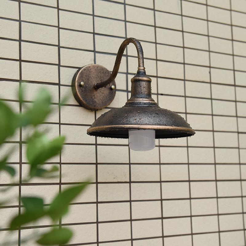 Contemporary Industrial Round Pot Lid Shape Curved Rod Iron Shade 1-Light Wall Sconce Lamp For Outdoor Patio | Kalsten