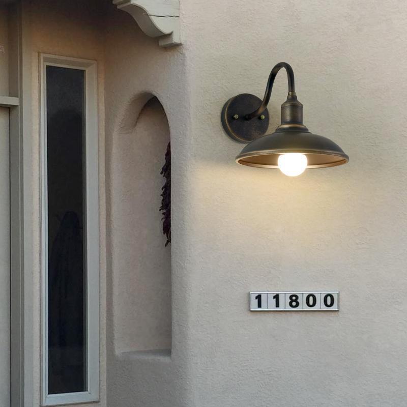 Contemporary Industrial Round Pot Lid Shape Curved Rod Iron Shade 1-Light Wall Sconce Lamp For Outdoor Patio | Kalsten